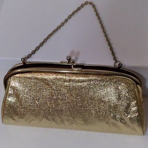 Vintage Gold Lame Handbag/Purse, Evening Clutch